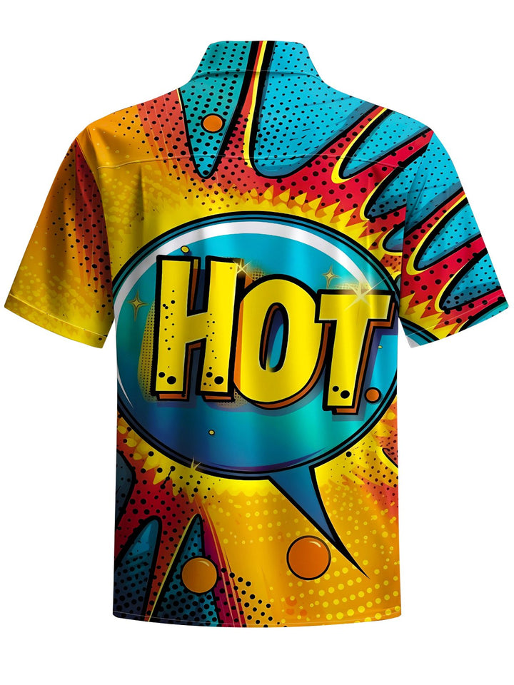 Alohadaddy® Casual Graffiti Lettering Print Art Chest Pocket Men&