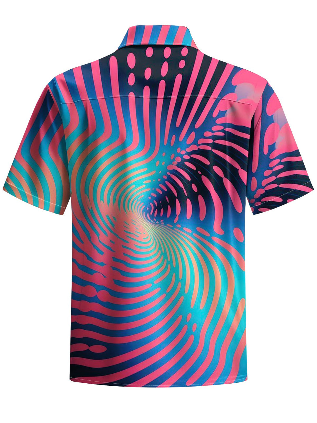 Alohadaddy® Casual Stripe Geometric Contrast Art Print Chest Pocket Men&