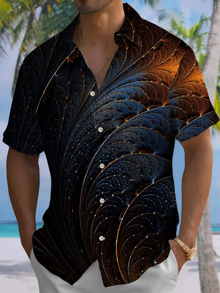 Alohadaddy® Casual Leaf Printed Art Pocket Stretch Men&