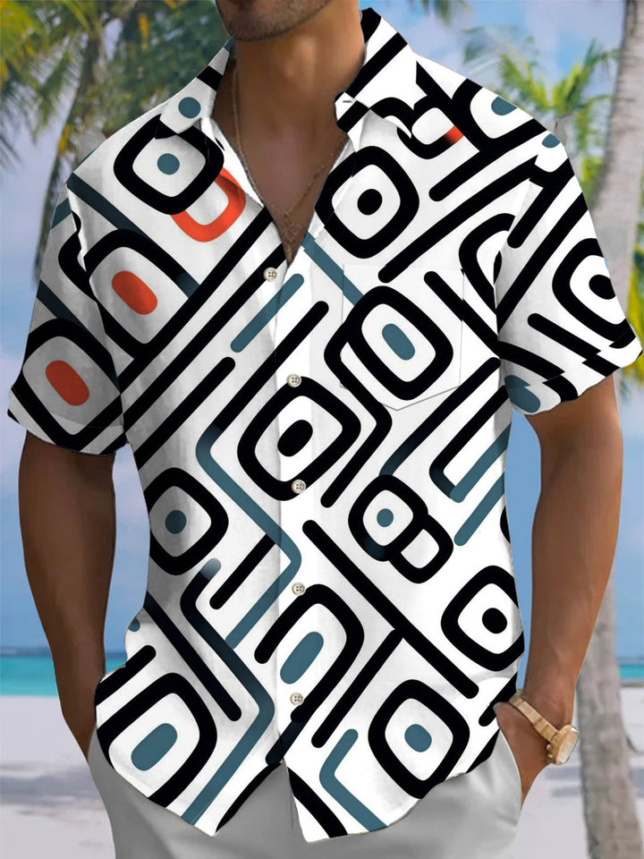 Alohadaddy® Casual Geometric Print Button Pocket Stretch Men&