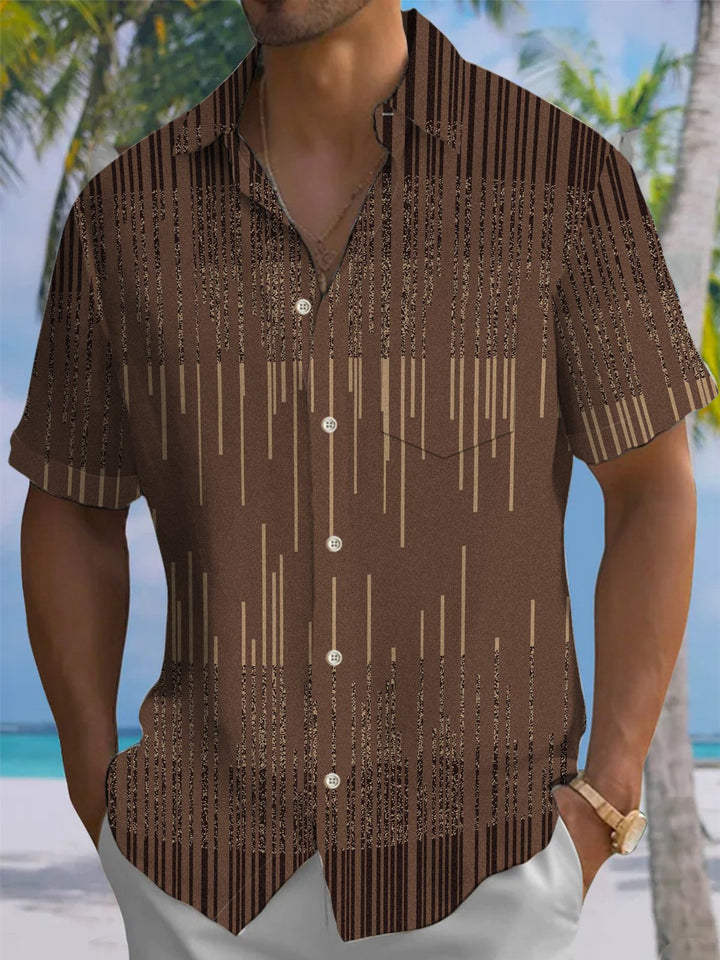 Alohadaddy® Vintage Stripe Print Art Elastic Pocket Button Men&