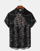 Alohadaddy® Christmas Cat Christmas Tree Stick Figure Pocket Elastic Button Men's Short Sleeve Shirt Big & Tall