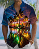 Alohadaddy® Christmas Hawaiian Beach Vacation Printed Pocket Elastic Button Men's Short Sleeve Shirt Big & Tall