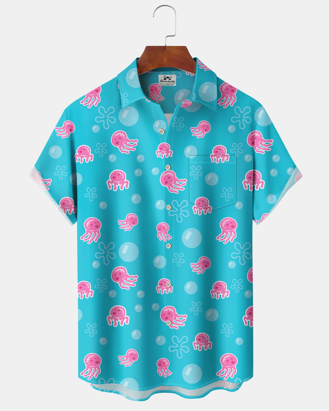 Alohadaddy® Hawaiian Jellyfish Print Artistic Elastic Button Pocket Men&