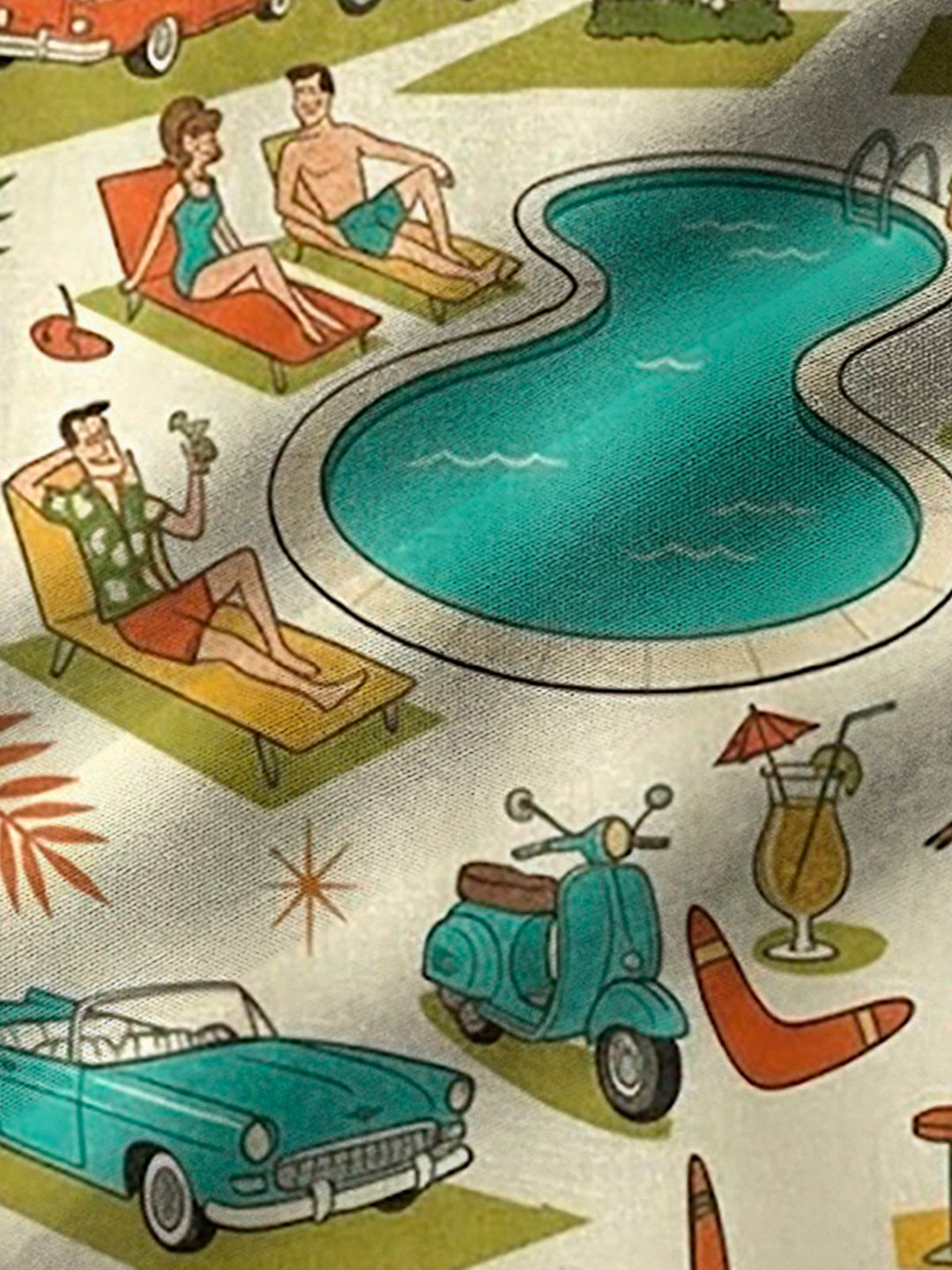 Alohadaddy® Hawaii Pool Skate Vacation Print Men&