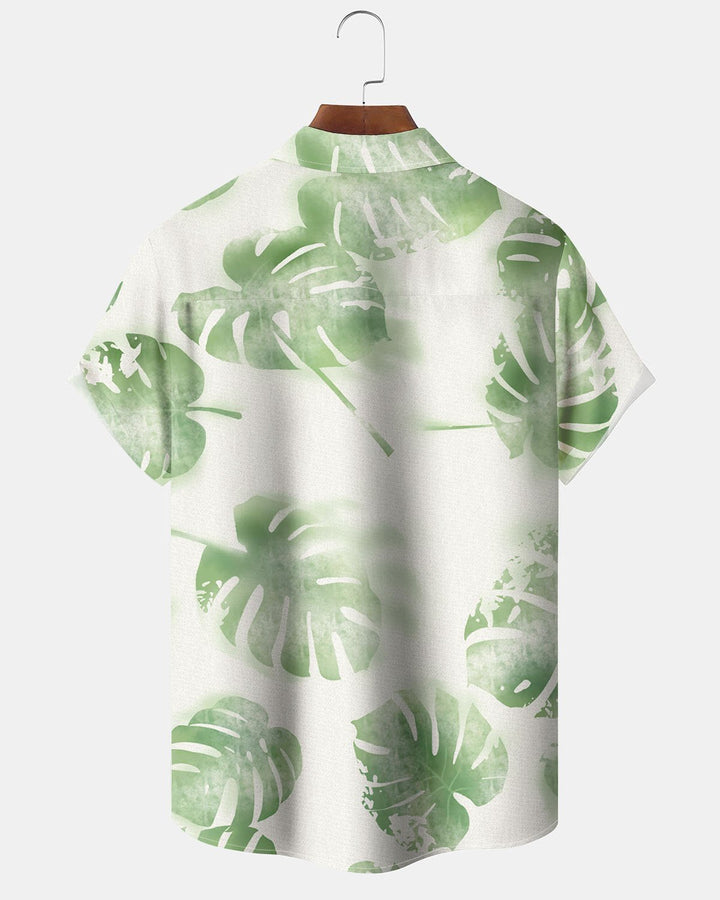 Alohadaddy® Casual Hawaiian Palm Leaf Print Artistic Button Pocket Cardigan Men&