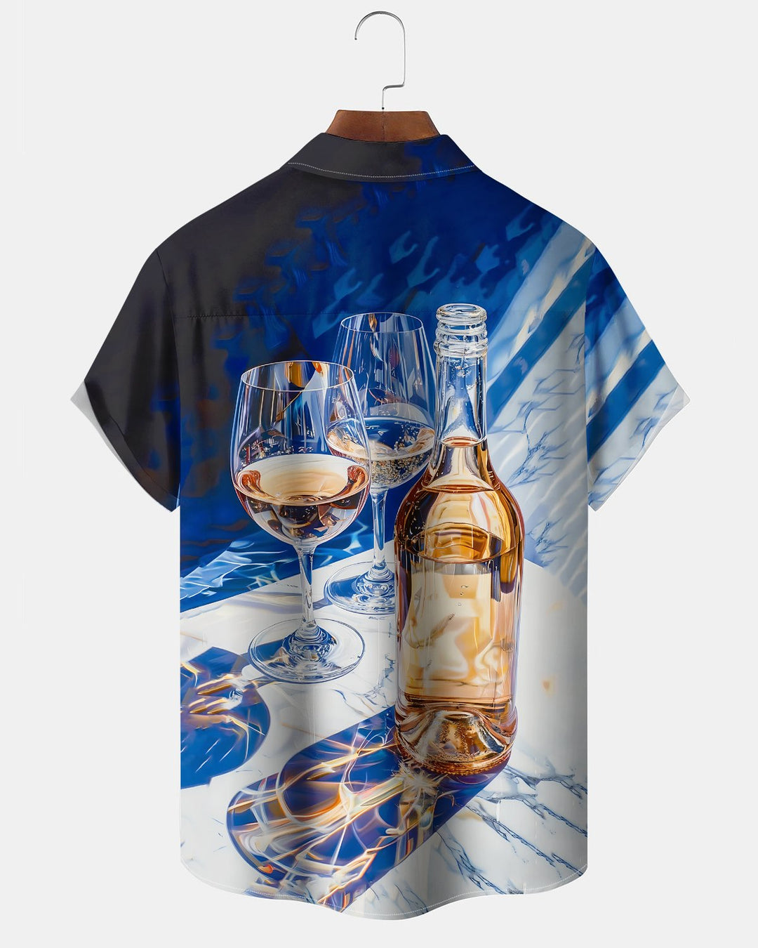 Alohadaddy® Vintage Wine Glass Print Art Button Pocket Cardigan Men&