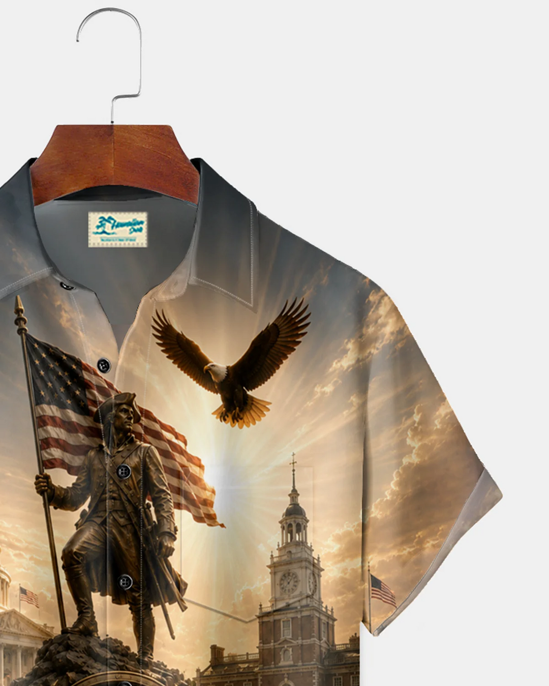 Alohadaddy® Vintage Flag Print Art Button Pocket Cardigan Men&