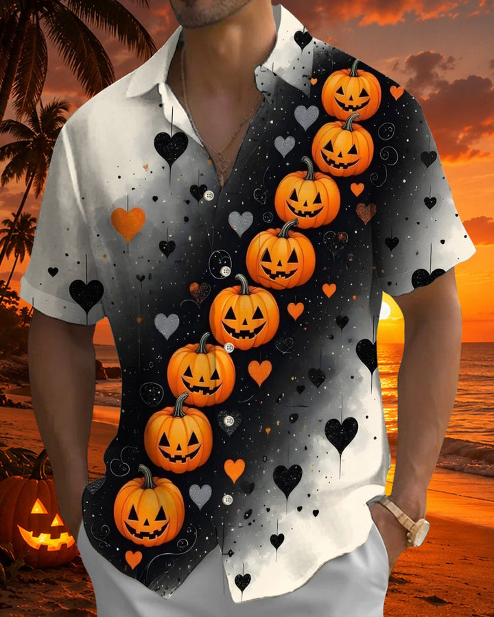 Alohadaddy® Holiday/Halloween Print Button-Down Short-Sleeve Shirt with Pocket