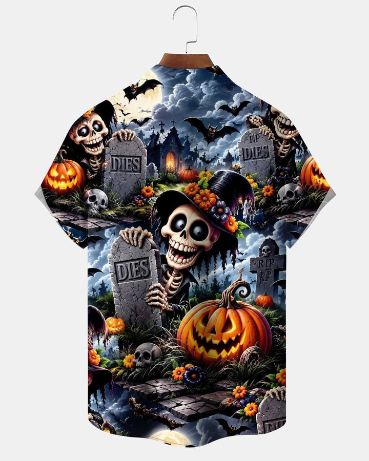 Alohadaddy® Holiday Halloween Graphic Print Button-Down Pocket Cardigan-Style Men&