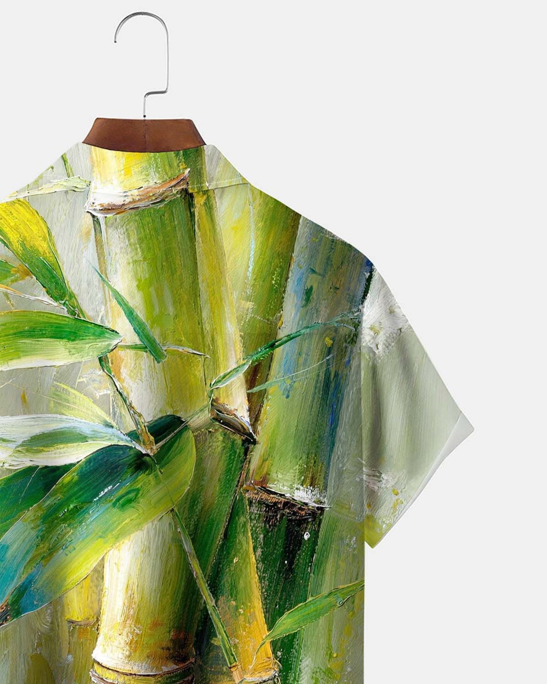 Alohadaddy® Men’s Short-Sleeve Button-Down Shirt with Bamboo Print Featuring a Chest Pocket
