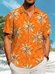 Alohadaddy Hawaii Palm Trees Vacation Print Art Button Cardigan Pockets Large Size Long Short Sleeve Polyester Shirt