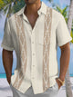 Alohadaddy Casual Stripes Diamond Apricot Contrast Print Art Polyester Stretch Buttons Cardigan Pockets Oversized Long Short Sleeve Shirt