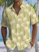 Alohadaddy® Casual Palm Trees Art Print Chest Pocket Stretch Large Size Men's Hawaiian Short Sleeve Shirt