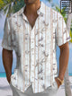 Alohadaddy® Vintage Bamboo Art Print Pocket Stretch Men's Short Sleeve Shirt Big & Tall