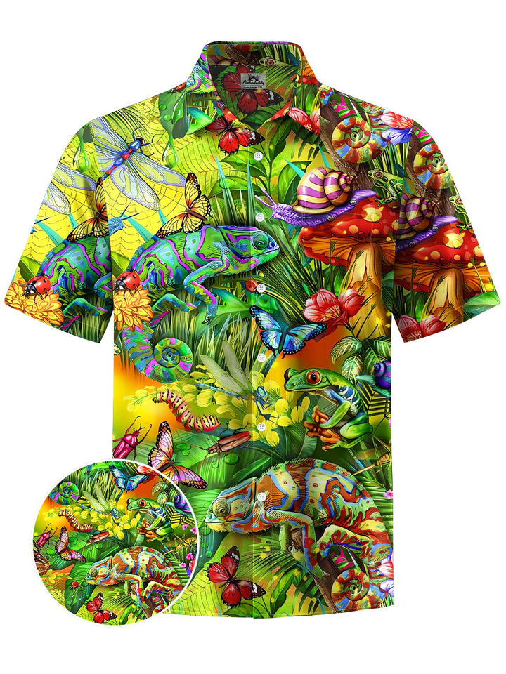 Alohadaddy® Hawaii Chameleon Print Chest Pocket Men&