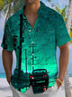 Alohadaddy® Vintage Car Night Sky Print Art Chest Pocket Men's Short Sleeve Shirt Big & Tall