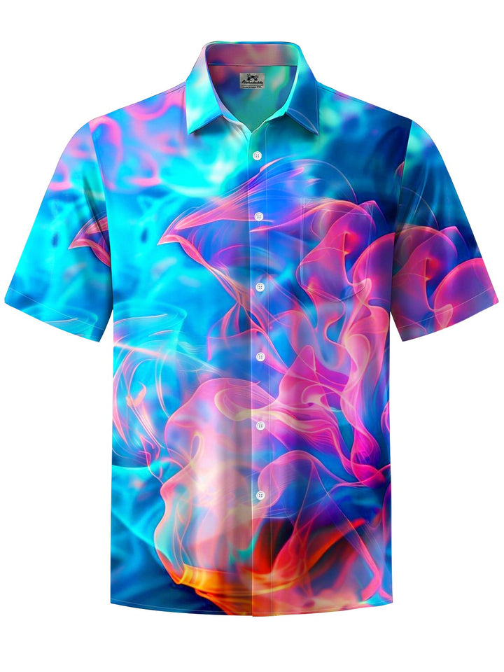 Alohadaddy® Casual Abstract Texture Art Print Chest Pocket Men Short Sleeve Shirt Big &amp; Tall
