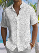 Alohadaddy® Casual Geometric Leaf Art Print Chest Pocket Mens Short Sleeve Shirt Big & Tall