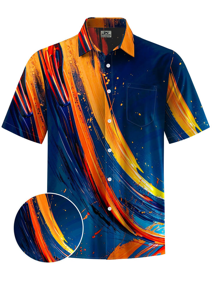 Alohadaddy® Vintage Geometric Abstract Art Print Chest Pocket Men&