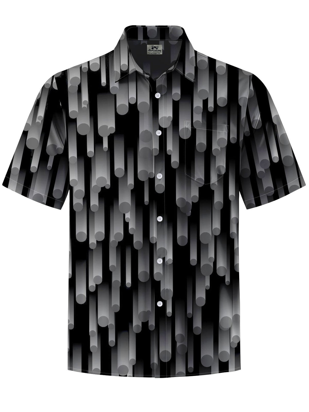 Alohadaddy® Casual Stripe Art Print Chest Pocket Men&