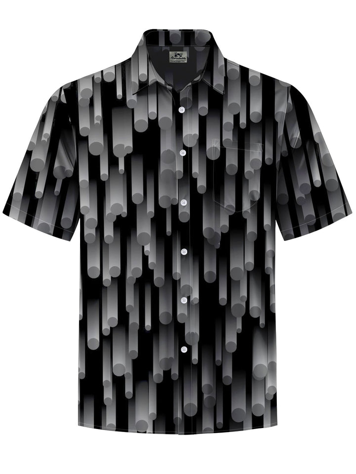 Alohadaddy® Casual Stripe Art Print Chest Pocket Men&