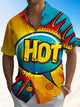 Alohadaddy® Casual Graffiti Lettering Print Art Chest Pocket Men's Short Sleeve Shirt Big & Tall