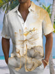 Alohadaddy® Casual Lotus Painting Art Print Chest Pocket Men's Short Sleeve Shirt Big & Tall