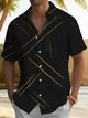 Alohadaddy® Casual Stripe Art Print Men's Short Sleeve Stretch Shirt Big & Tall