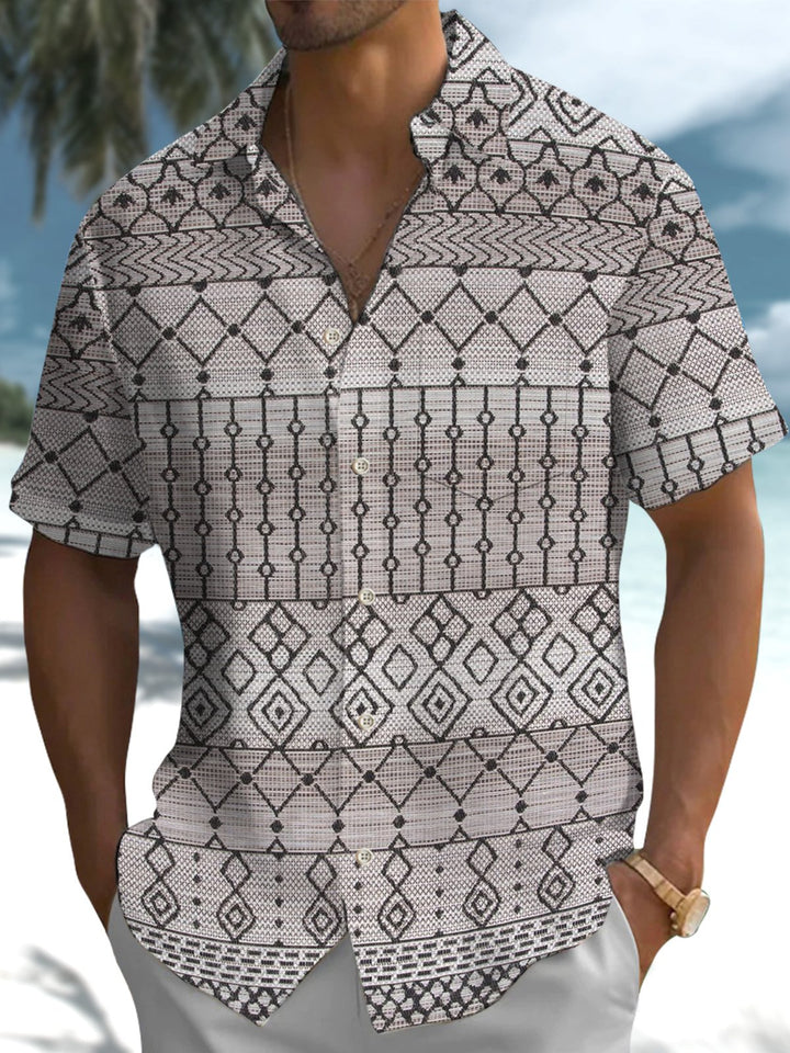 Alohadaddy® Casual Geometric Art Print Pocket Stretch Men&