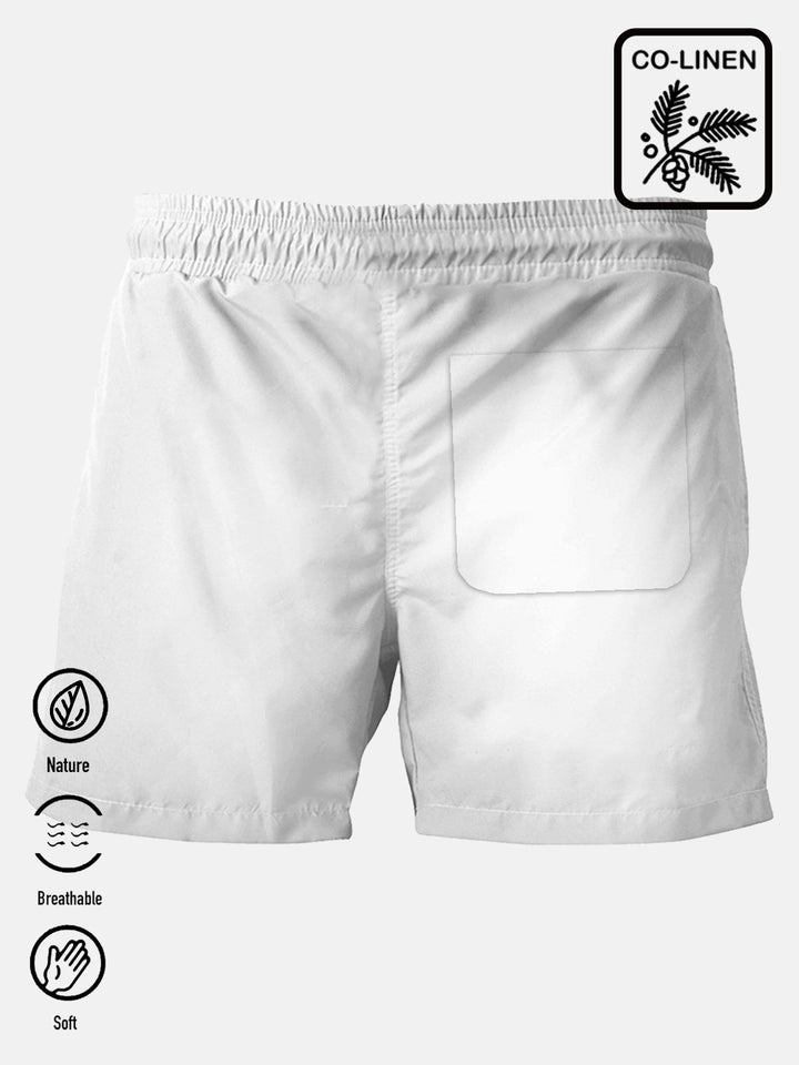 Alohadaddy flax coconut tree print breathable moisture absorption casual shorts