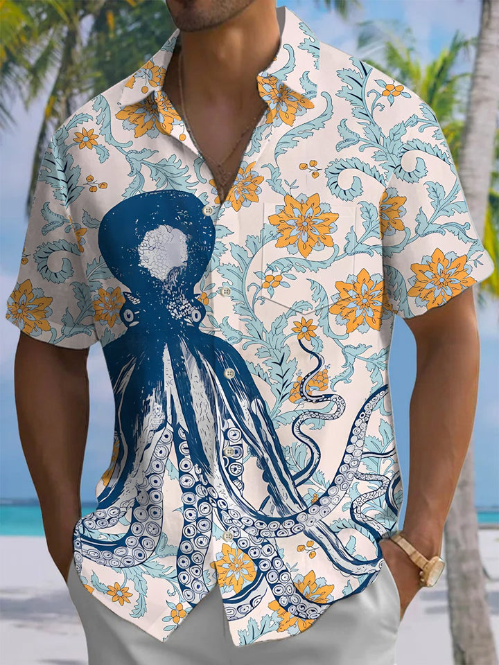 Alohadaddy® Hawaii Octopus Art Print Chest Pocket Men&