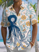 Alohadaddy® Hawaii Octopus Art Print Chest Pocket Men's Short Sleeve Shirt Big & Tall
