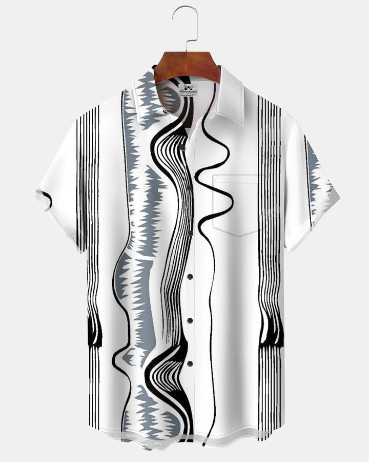 Alohadaddy® Casual Geometric Stripe Print Men&