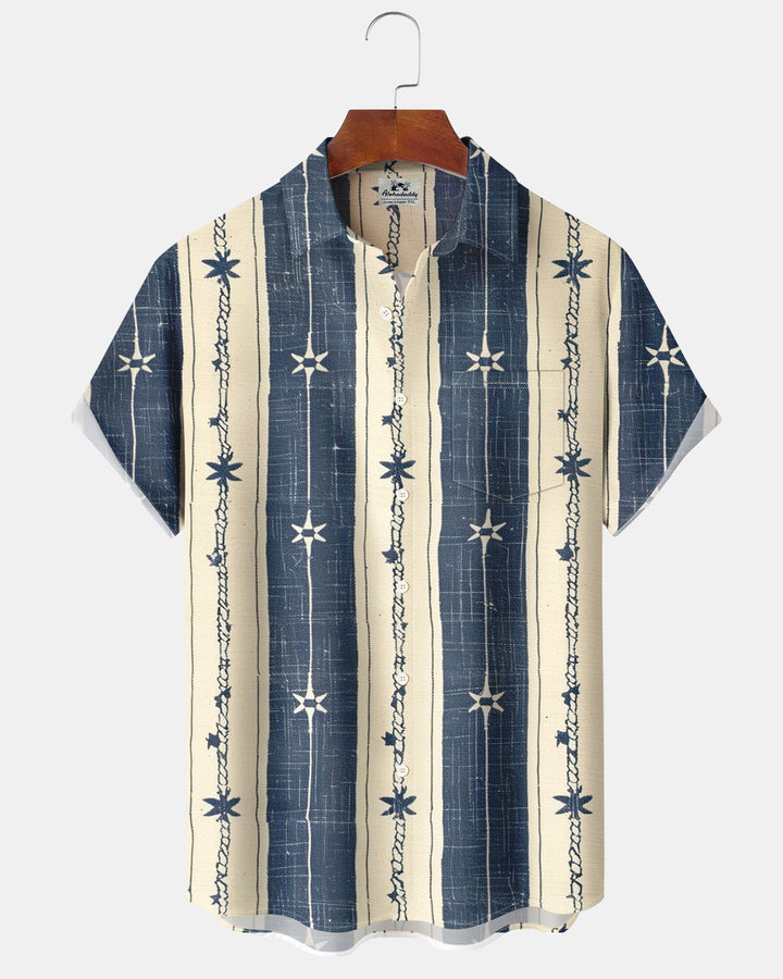Alohadaddy® Casual Striped Floral Print Men&