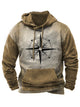 Alohadaddy Men's Vintage Compass Contrast Print Drawstring Hoodie