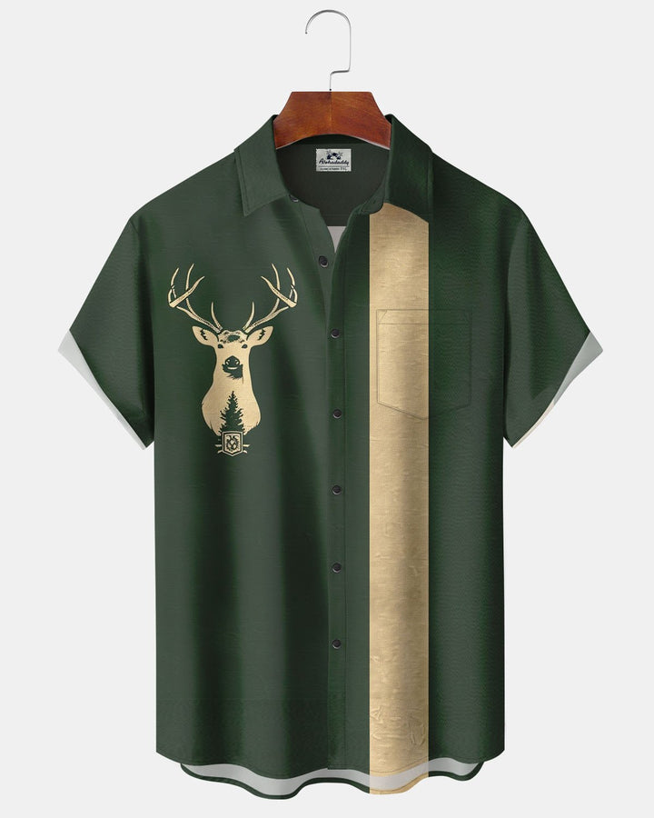 Alohadaddy® Casual Deer Head Striped Print Men&
