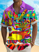 Alohadaddy® Vintage Beatles Music Print Men's Button Pocket Short Sleeve Shirt Big & Tall