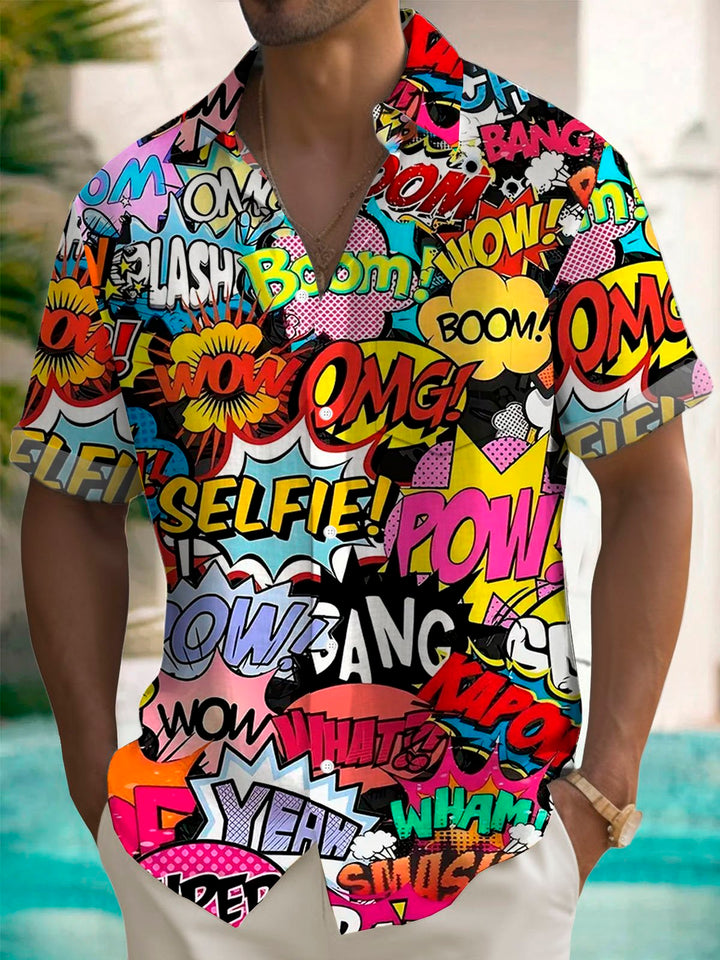 Alohadaddy® Retro Cartoon Geometric Print Men&