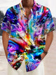 Alohadaddy Hawaiian Ombre Art Print Men's Button Pocket Short Sleeve Shirt