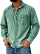 Alohadaddy® Solid Denim Washed Print Men's Button Pocket Long Sleeve Shirt Big & Tall