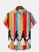 Alohadaddy® Vintage Music Art Band Print Men's Button Pocket Short Sleeve Shirt Big & Tall