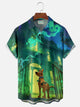 Alohadaddy® Halloween Cartoon Dog Print Men's Button Pocket Short Sleeve Shirt Big & Tall