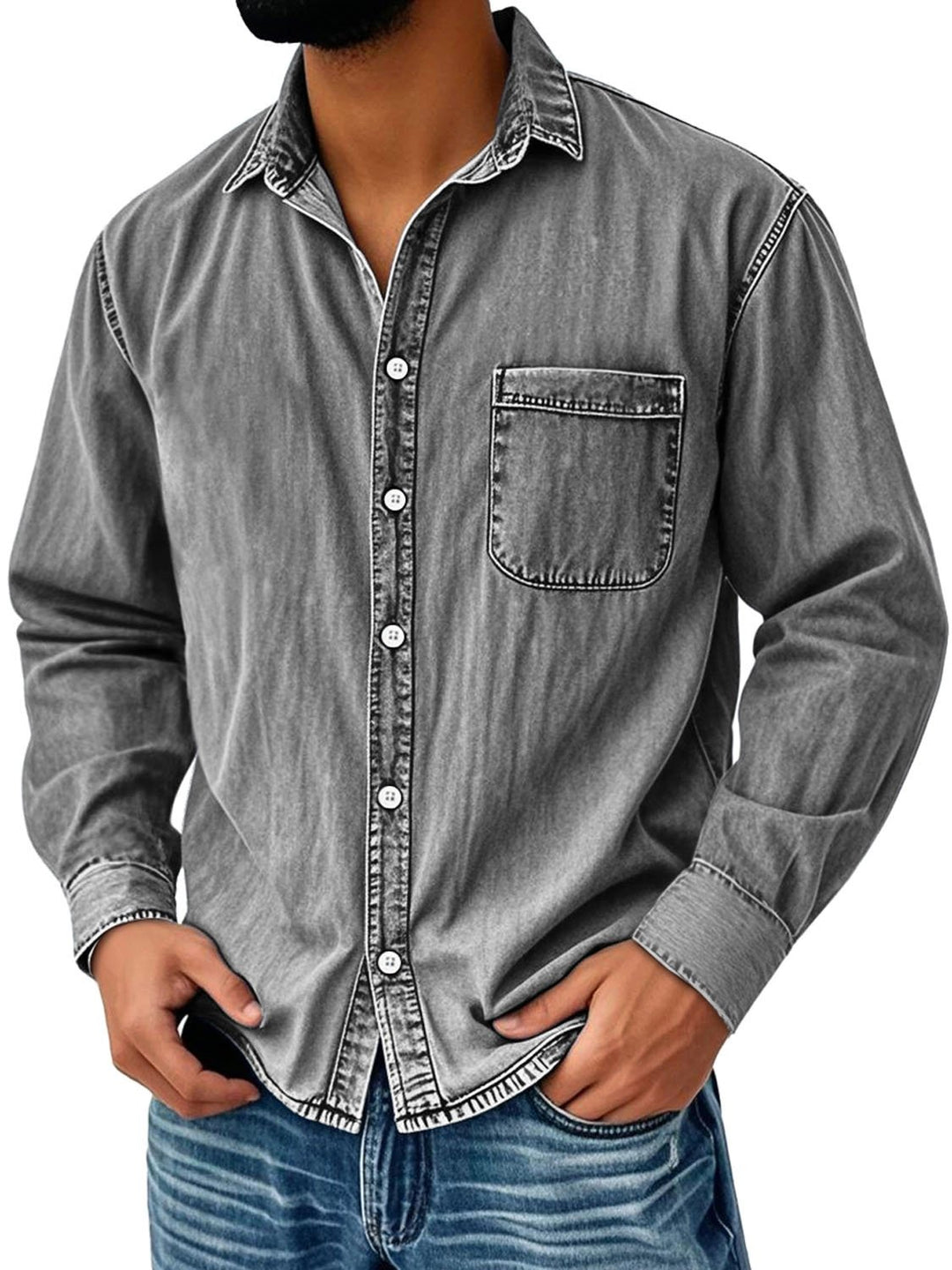 Alohadaddy® Solid Denim Washed Print Men&