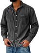 Alohadaddy® Solid Denim Washed Print Men's Button Pocket Long Sleeve Shirt Big & Tall