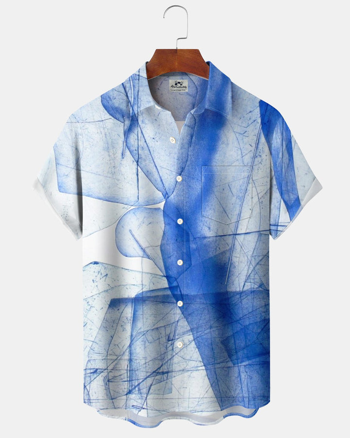 Alohadaddy® Casual Blue Geometric Print Men&
