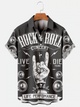 Chemise à manches courtes décontractée et ample pour homme avec imprimé affiche rock