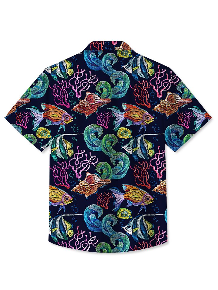 Alohadaddy Beach Sea Life Tropical Fish Aquatic Plants Hawaiian Aloha Shirt