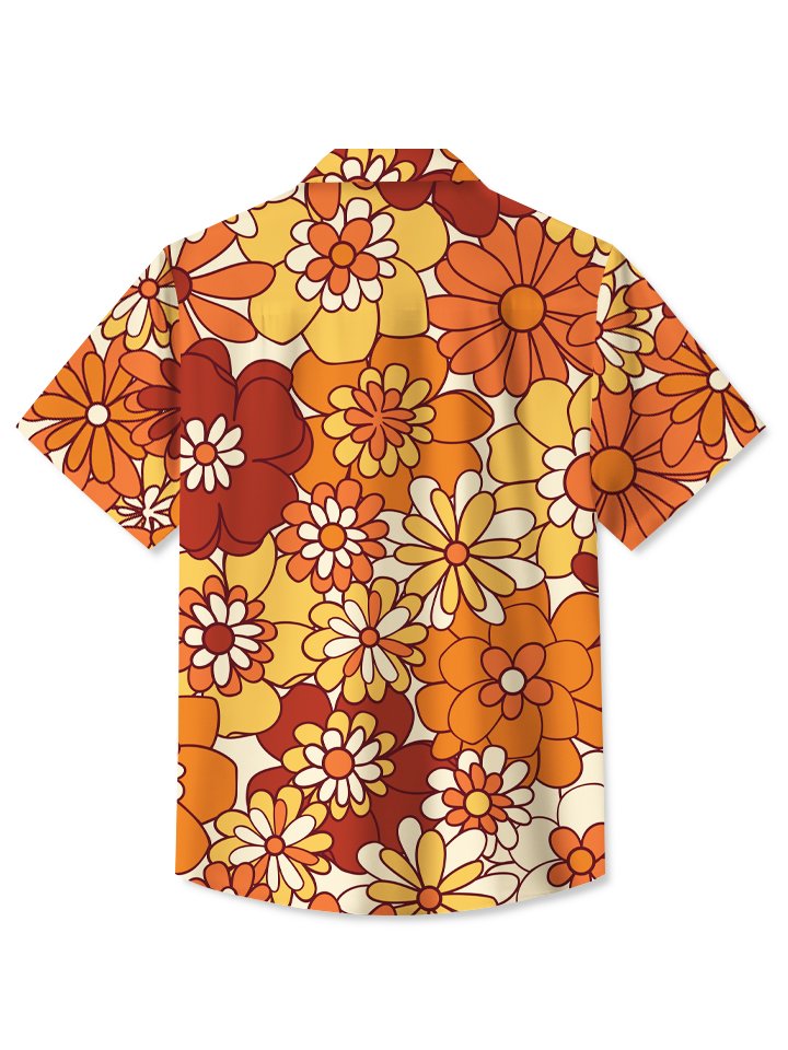 Alohadaddy 70s Retro Hippie Musical Floral Hawaiian Shirt