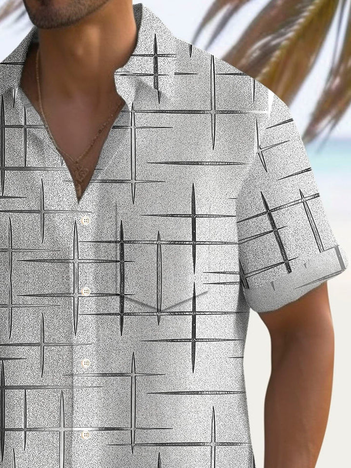 Alohadaddy Retro Geometric Textured Silver 3D Print Men&